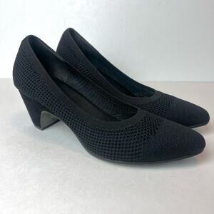 Eileen Fisher Gabby Recycled Stretch Knit Pumps Heels Shoes Black Sz 9.5